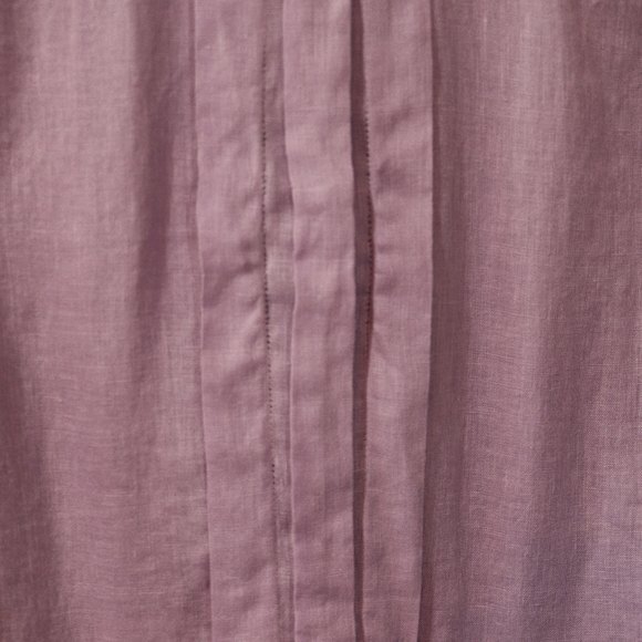 Anne Klein Lavender Button Down Pleated Long Sleeve Feminine Top 100% Linen 10 - Picture 9 of 13